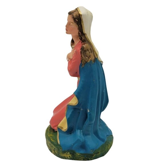Nativity Figure Mary Blessed Mother 5" Painted Italy Christmas Papier Mache VTG - Picture 3 of 9